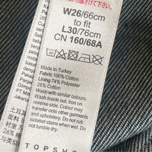 Topshop Cropped Length Zipper Pocket Jeans Size 26 - Picture 7 of 10